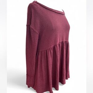 Free People Maroon Long Sleeve Tunic Babydoll Size XS